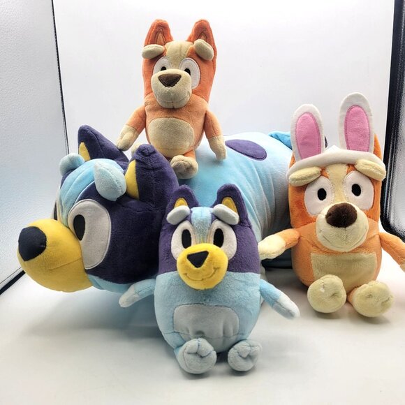 Bluey Pillow Pet & Plush Lot of Bingo & Mom Sister Blue & Orange Terriers - Picture 1 of 16